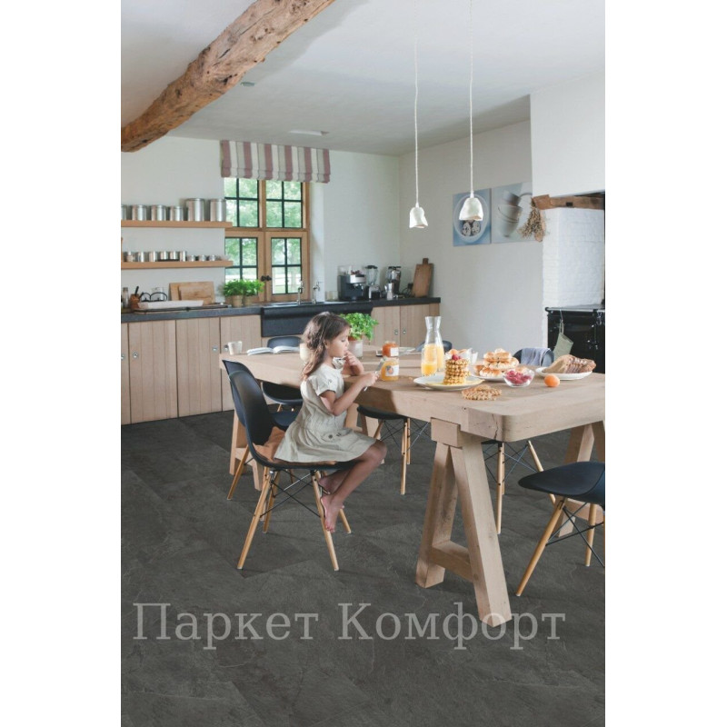 Виниловый ламинат Quick Step Livyn Ambient Glue Plus AMGP40035 Сланец чёрный